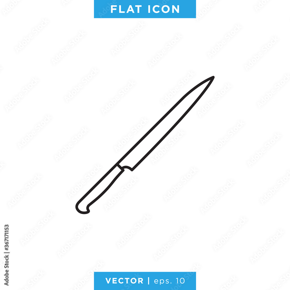Kitchen Knife Icon Vector Design Template. Editable Stroke. Kitchen Knife Icon Vector Design Template. Editable Stroke.