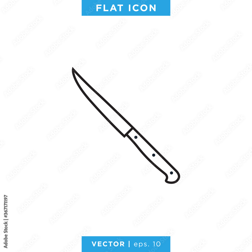Kitchen Knife Icon Vector Design Template. Editable Stroke. Kitchen Knife Icon Vector Design Template. Editable Stroke.