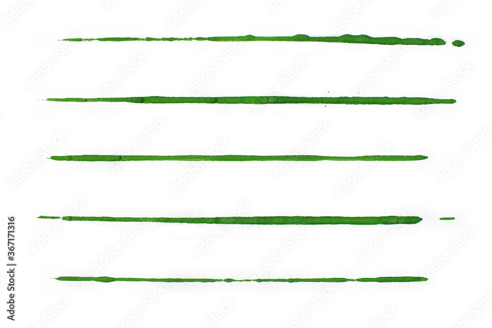 Obraz premium Green watercolor lines isolated on white background