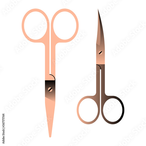 Set of manicure accessories and tools. Scissors. Vector illustration.