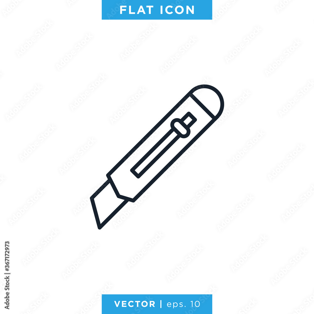Cutter Knife Icon Vector Design Template. Editable Stroke. Cutter Knife Icon Vector Design Template. Editable Stroke.