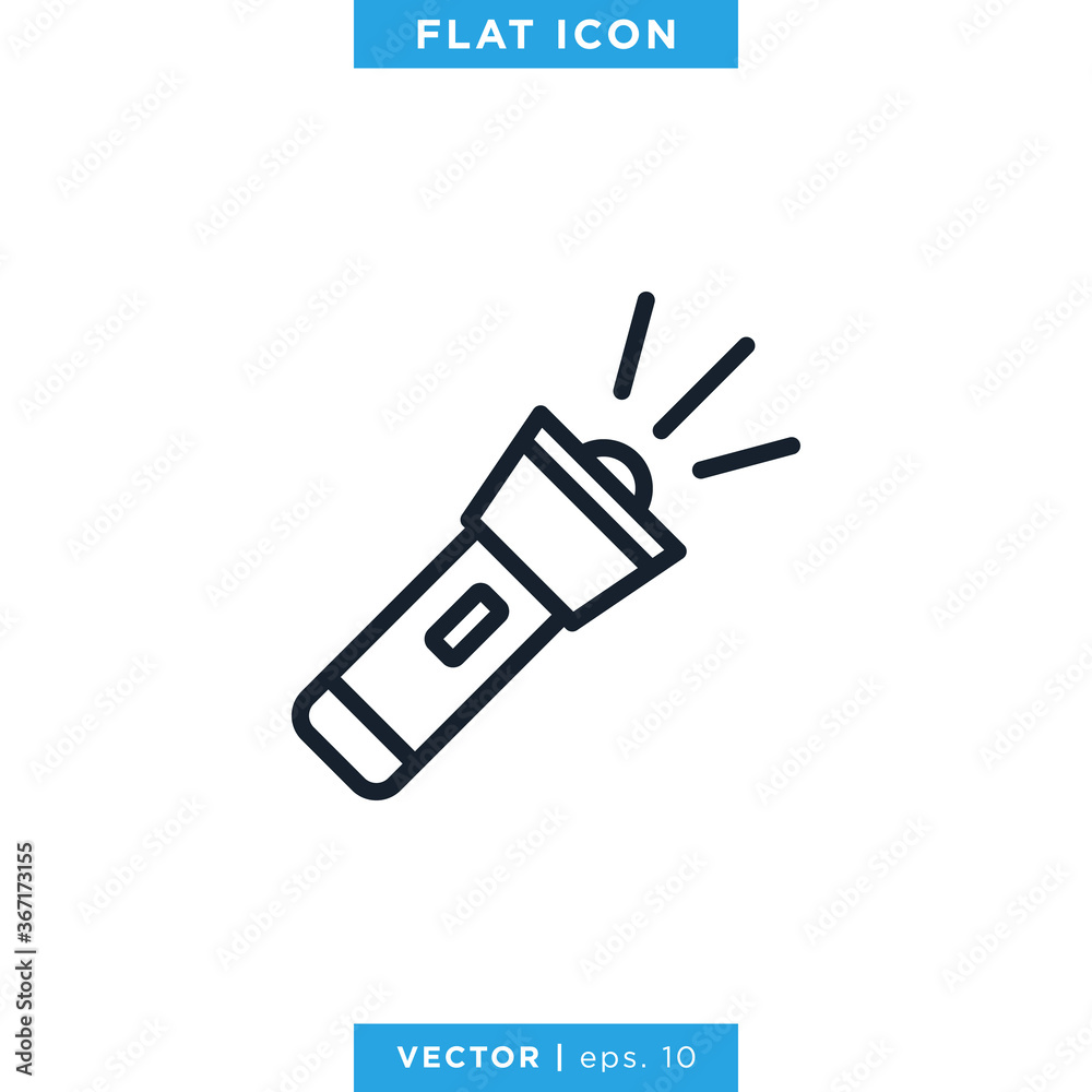 Flashlight Line Icon Vector Design Template. Editable Stroke. Flashlight Line Icon Vector Design Template. Editable Stroke.