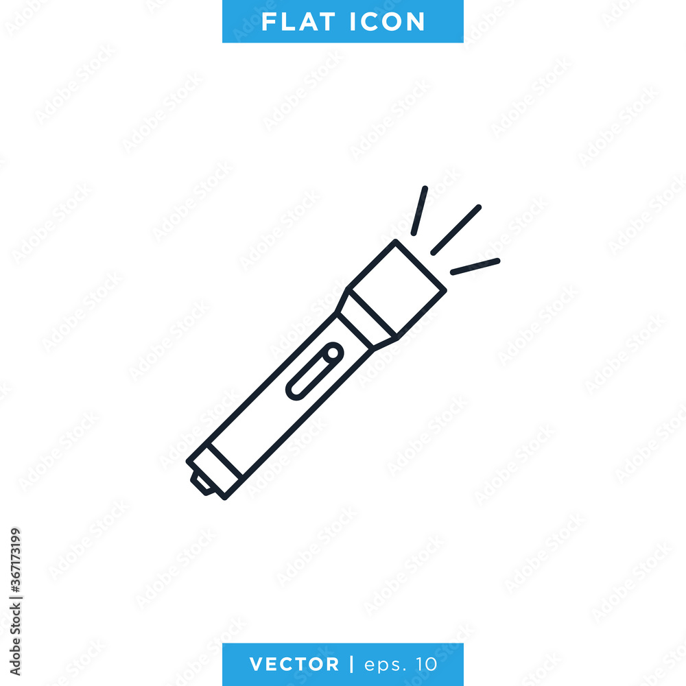 Flashlight Line Icon Vector Design Template. Editable Stroke. Flashlight Line Icon Vector Design Template. Editable Stroke.