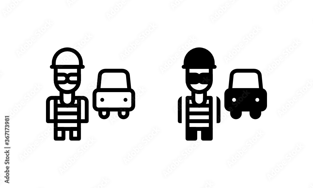 Robbery, Thief, Steal Car accident Icon, Logo, Vector Robbery, Thief, Steal Car accident Icon, Logo, Vector