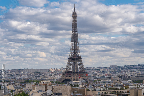 Paris, France - 07 24 2020: View of Paris from The Triumphal arch