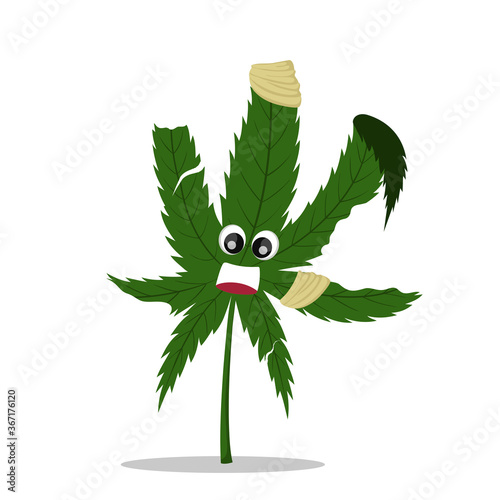 Frightened cartoon cannabis. 