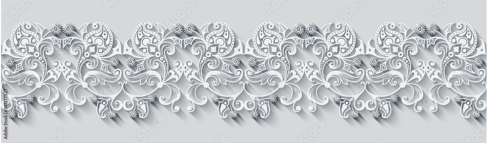 Modern vector volumetric floral stripe background.