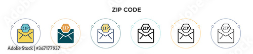 Foto Zip code icon in filled, thin line, outline and stroke style