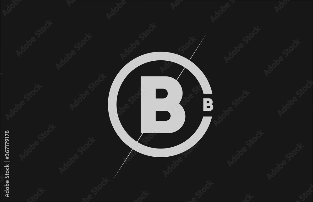 alphabet B letter logo icon. White black simple line and circle design for company identity alphabet B letter logo icon. White black simple line and circle design for company identity