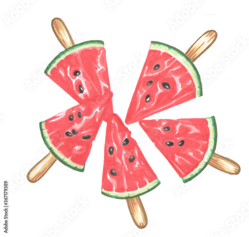 red watermellon pieces ice lolly