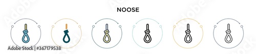 Noose icon in filled, thin line, outline and stroke style. Vector illustration of two colored and black noose vector icons designs can be used for mobile, ui, web