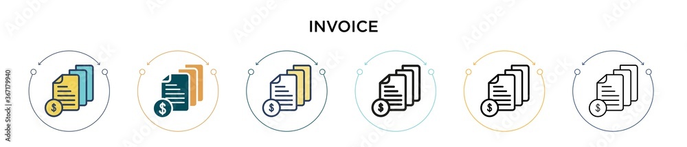Invoice icon in filled, thin line, outline and stroke style. Vector ...