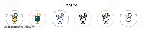 Mai tai icon in filled, thin line, outline and stroke style. Vector illustration of two colored and black mai tai vector icons designs can be used for mobile, ui, web