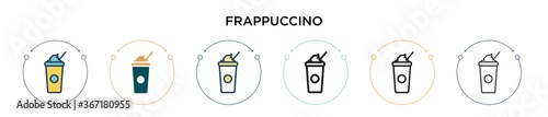 Frappuccino icon in filled, thin line, outline and stroke style. Vector illustration of two colored and black frappuccino vector icons designs can be used for mobile, ui, web
