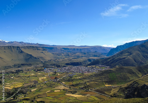 Panorama shot of Colca Canyon (Colca Valley) in Peru with quinoa and crop plantations © Susanne