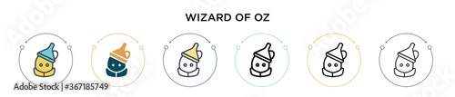Wizard of oz icon in filled, thin line, outline and stroke style. Vector illustration of two colored and black wizard of oz vector icons designs can be used for mobile, ui, web