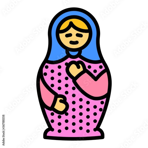 Cute nesting doll icon. Outline cute nesting doll vector icon for web design isolated on white background