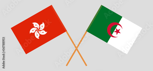 Crossed flags of Algeria and Hong Kong