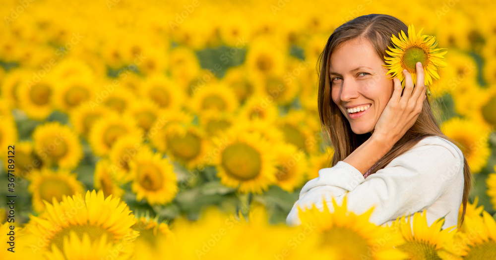 Beautiful carefree woman in fields Beautiful carefree woman in fields