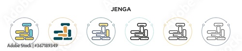 Jenga icon in filled, thin line, outline and stroke style. Vector illustration of two colored and black jenga vector icons designs can be used for mobile, ui, web