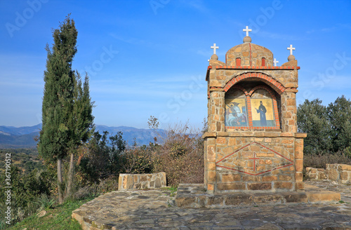 Traditional Greek Little church by the road
