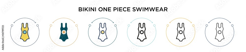 Bikini one piece swimwear icon in filled, thin line, outline and stroke ...