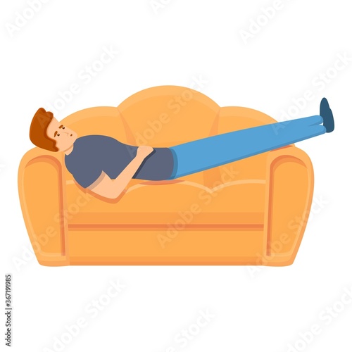 Habit rest on sofa icon. Cartoon of habit rest on sofa vector icon for web design isolated on white background