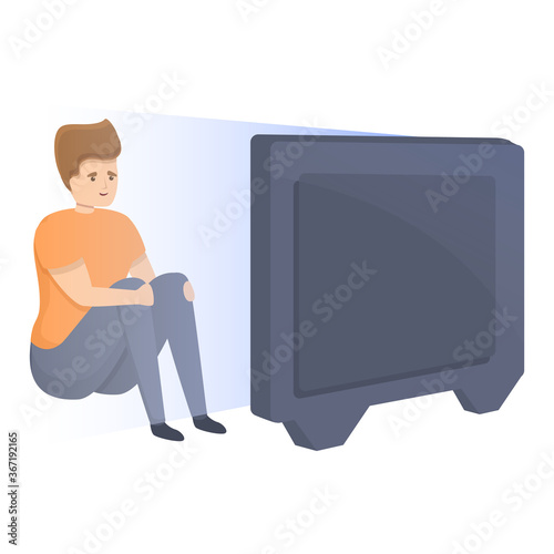 Habit tv night watching icon. Cartoon of habit tv night watching vector icon for web design isolated on white background