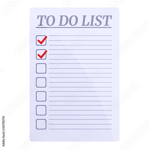 Done points to do list icon. Cartoon of done points to do list vector icon for web design isolated on white background