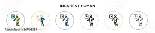 Impatient human icon in filled, thin line, outline and stroke style. Vector illustration of two colored and black impatient human vector icons designs can be used for mobile, ui, web