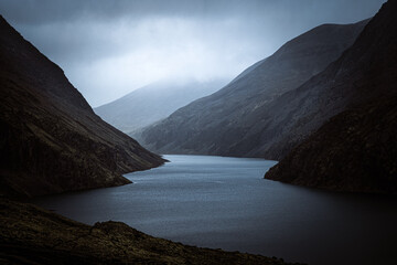 Leinwandbilder Schwarz Moody mountain landscape in Norway  © ajwk