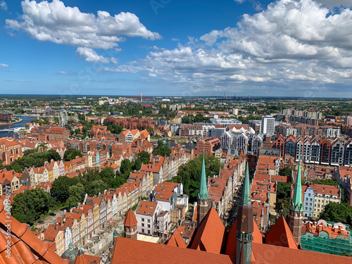 the city of Danzig photographed from above from the Marienkirche in fine weather