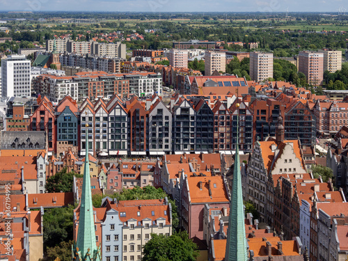 the city of Danzig photographed from above from the Marienkirche in fine weather