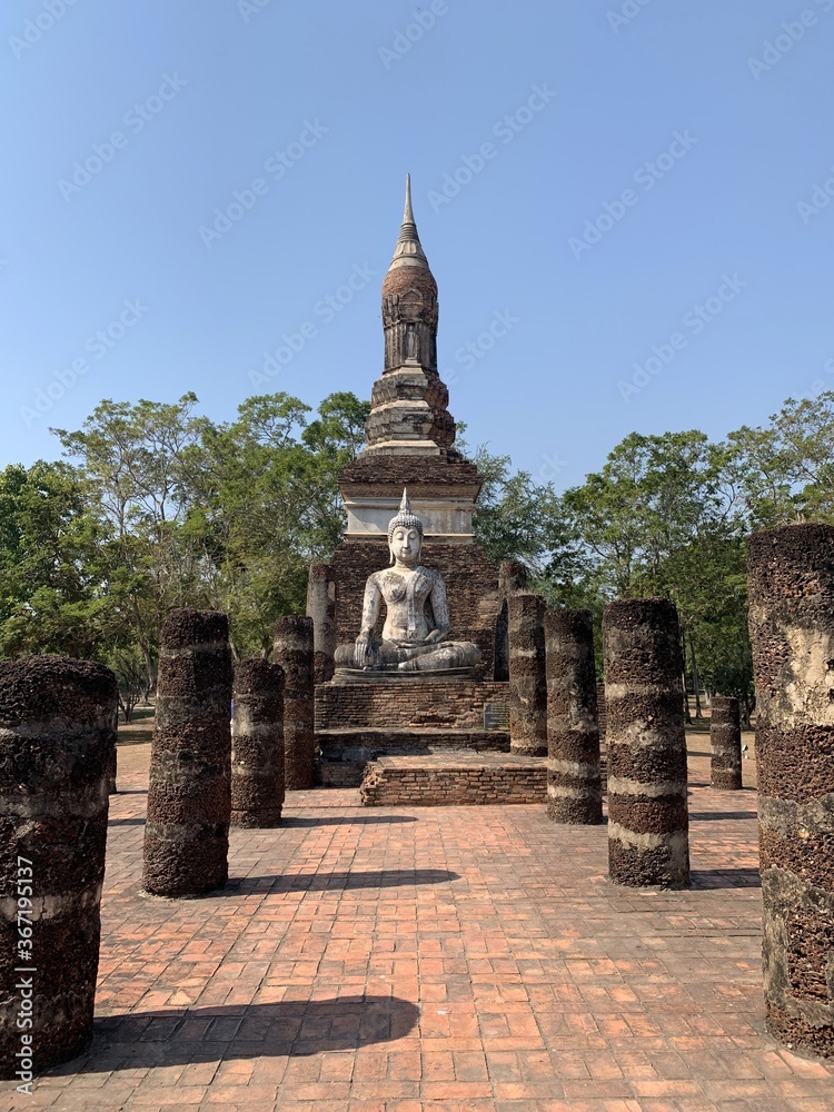 Naklejka premium Bouddha du parc historique de Sukhothaï, Thaïlande