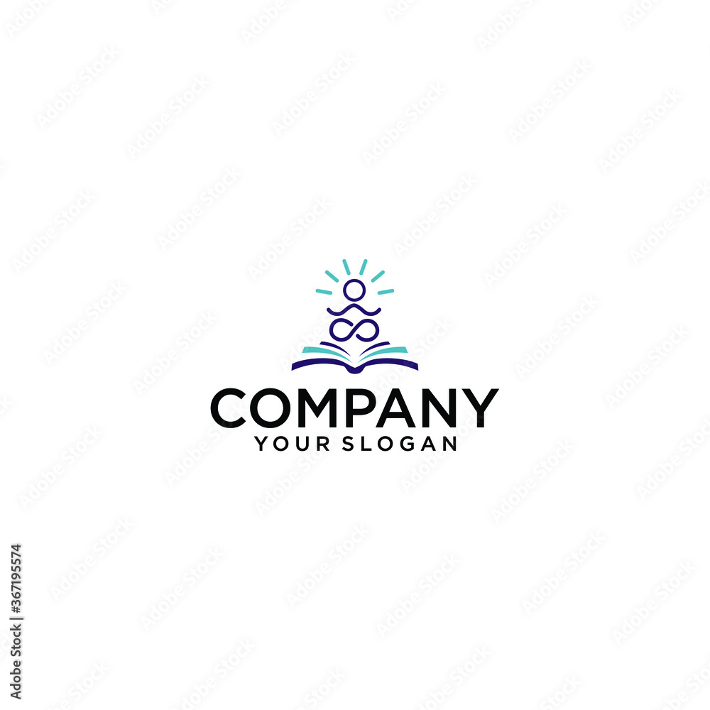 Yoga Logo abstract design vector template Linear style. Health Spa Meditation Harmony Logotype concept. Man in lotus pose icon.