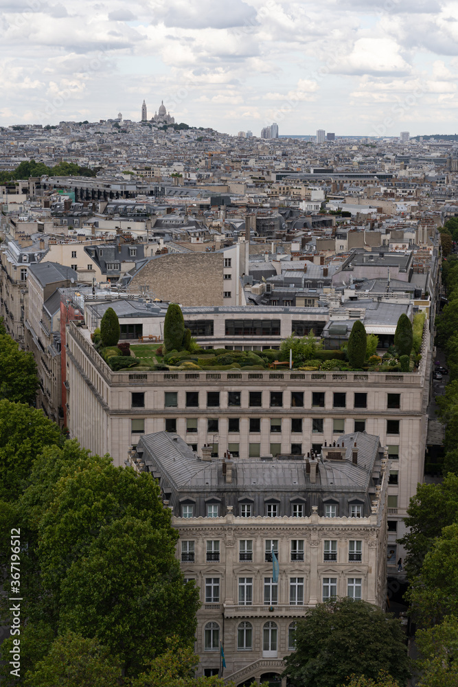 Paris, France - 07 24 2020: View of Montmartre from The Triumphal arch