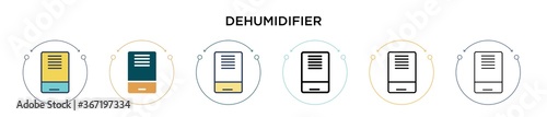 Dehumidifier icon in filled, thin line, outline and stroke style. Vector illustration of two colored and black dehumidifier vector icons designs can be used for mobile, ui, web