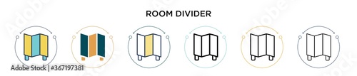 Room divider  icon in filled, thin line, outline and stroke style. Vector illustration of two colored and black room divider  vector icons designs can be used for mobile, ui, web