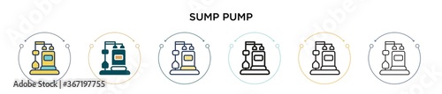 Sump pump icon in filled, thin line, outline and stroke style. Vector illustration of two colored and black sump pump vector icons designs can be used for mobile, ui, web