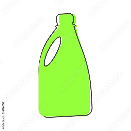 Bottle with chemical substance vector icon. Bottle with detergent, bleach cartoon style on white isolated background.