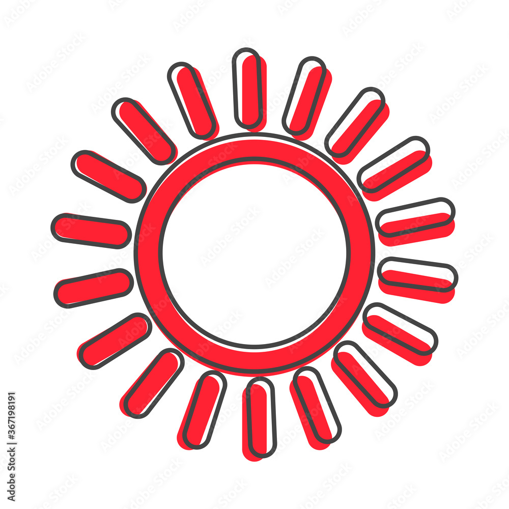 The sun icon. Flat sun icon cartoon style on white isolated background.