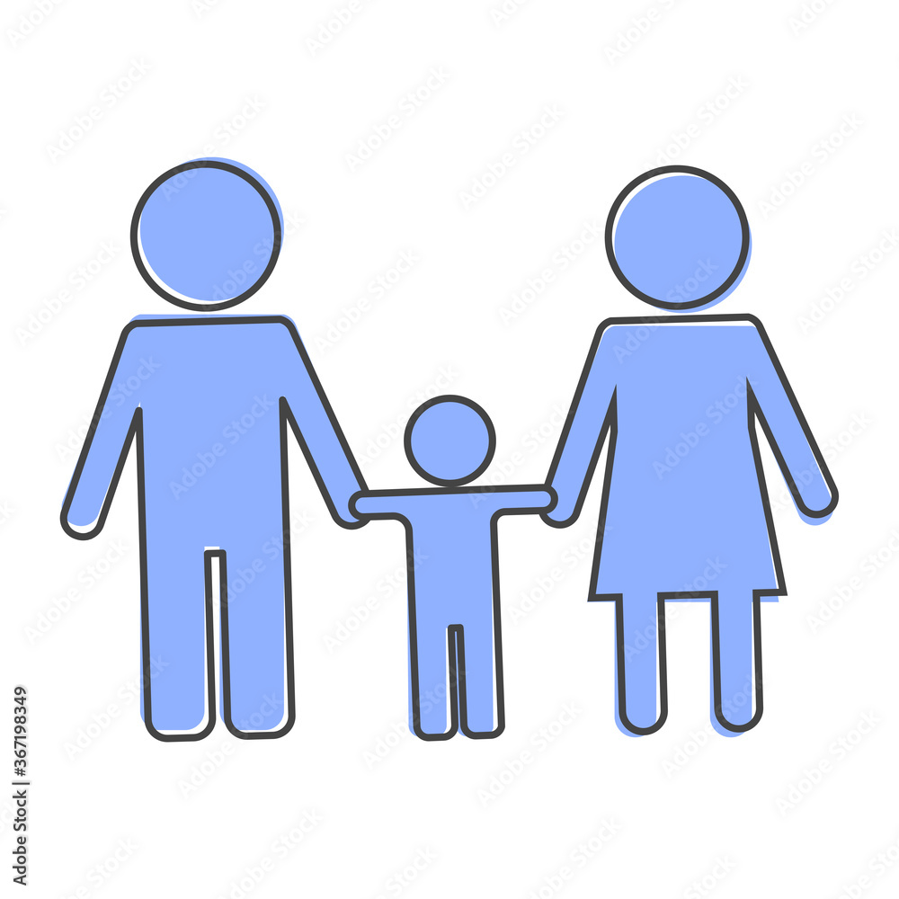 Vector icon family. Vector illustration man, women and children cartoon style on white isolated background. Vector icon family. Vector illustration man, women and children cartoon style on white isolated background.