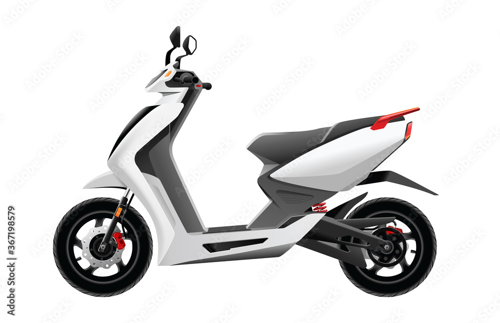 Motor scooter vector illustration. Petrol or electric scooter design. Light  motorcycle. 3D looking vector illustration. Moped design on white  background. Two-wheeled automobile. Urban vehicle. vector de Stock | Adobe  Stock