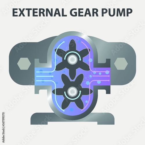 External gear pump, vector illustration 