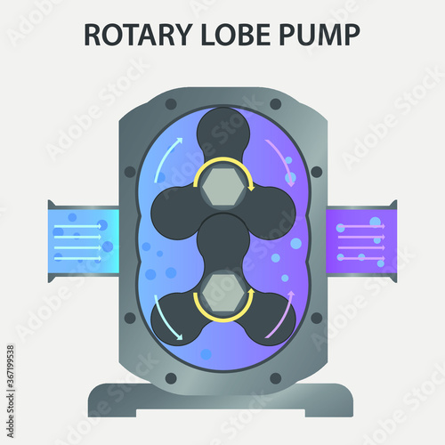 Rotary lobe pump 4, vector illustration 