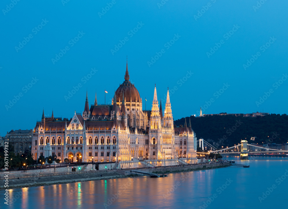 Parliament Building in Budapest during the blue hour Parliament Building in Budapest during the blue hour