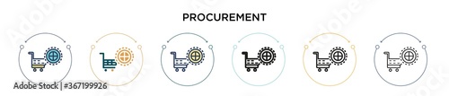 Procurement icon in filled, thin line, outline and stroke style. Vector illustration of two colored and black procurement vector icons designs can be used for mobile, ui, web