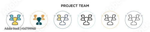 Project team icon in filled, thin line, outline and stroke style. Vector illustration of two colored and black project team vector icons designs can be used for mobile, ui, web