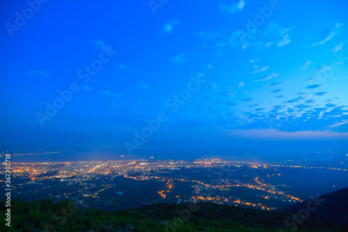 Greek city Kalamata skyline at blue hour