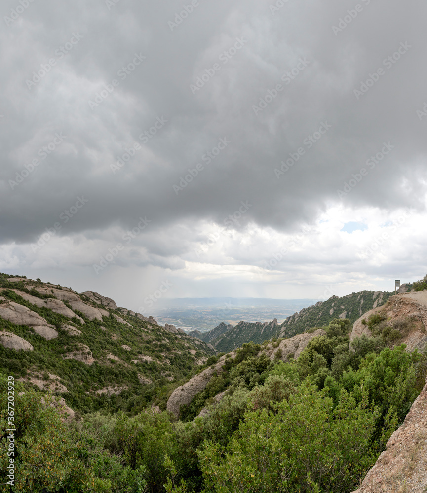 High angle view from Montserrat mountain towards Esparreguera, Catalonia, Spain. High angle view from Montserrat mountain towards Esparreguera, Catalonia, Spain.